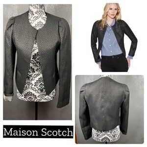 Maison Scotch sliver black blazer jacket work. Metallic shiny lightweight